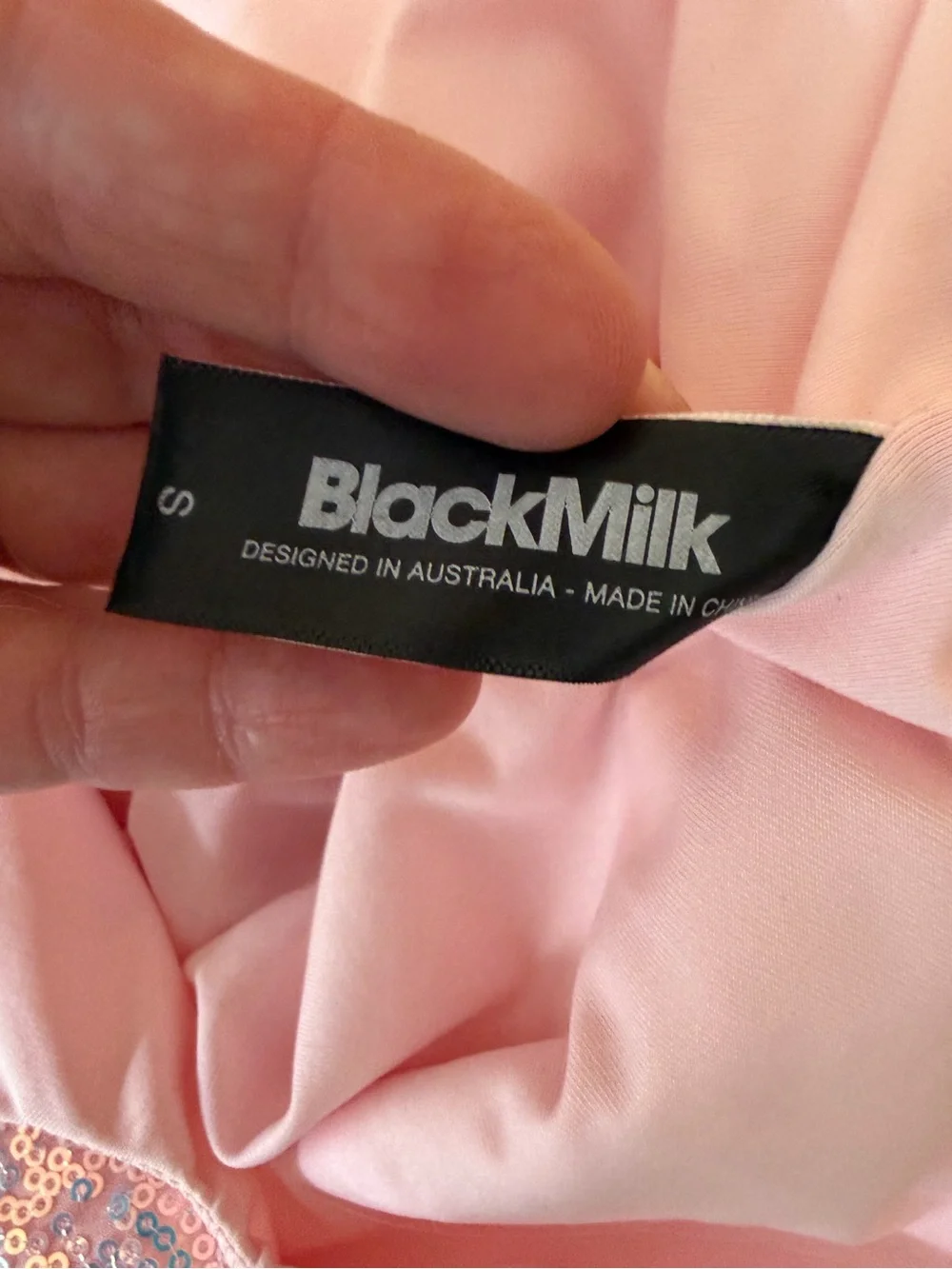 BlackMilk Sparkle Sparkle Blush Iridescent Sequin Skater Dress S *FLAWS/READ* - Picture 10 of 16